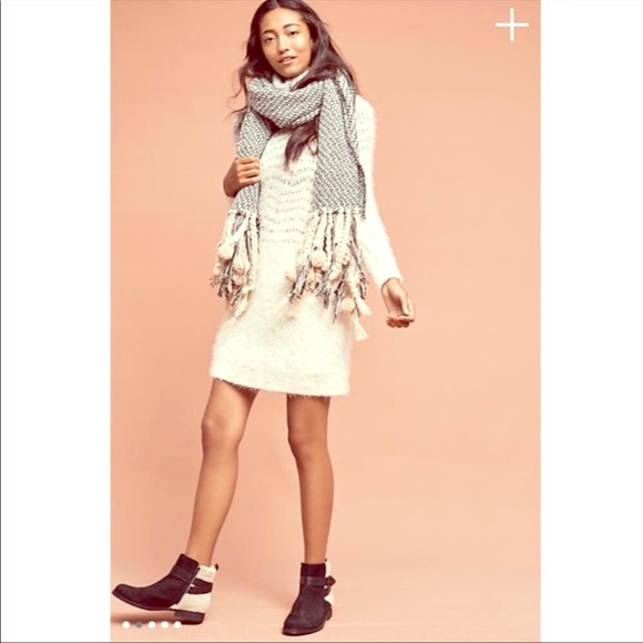 Anthropologie Sleeping on Snow Eyelash Turtleneck Sweater Dress Small Petite - Picture 2 of 16